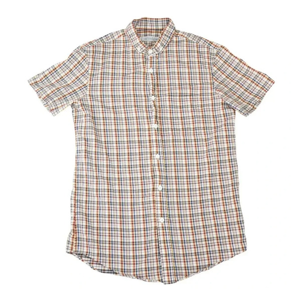 Outerknown Mens Plaid Shirt XS Ivory Short Sleeve Button Down Casual Outdoor - Picture 3 of 9